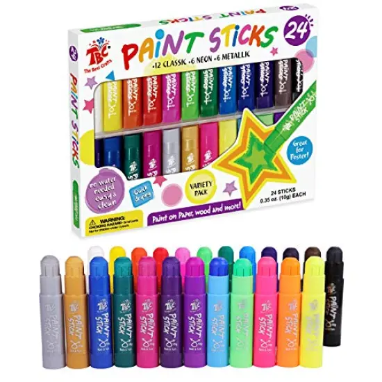 24 Classic Colors, Washable Paint, Non-toxic, Tempera Paint Sticks for Kids and Students {2}