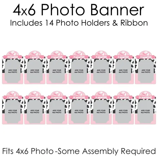 Big Dot of Happiness Pink First Rodeo - DIY Cowgirl 1st Birthday Decor - 1-12 Monthly Picture Display - Photo Banner {6}
