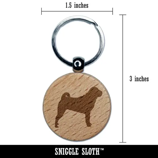 Shar-Pei Dog Solid Engraved Wood Round Keychain Tag Charm {2}