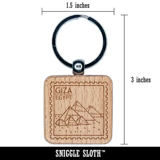 Pyramids of Giza Egypt Destination Travel Engraved Wood Square Keychain Tag Charm {2}