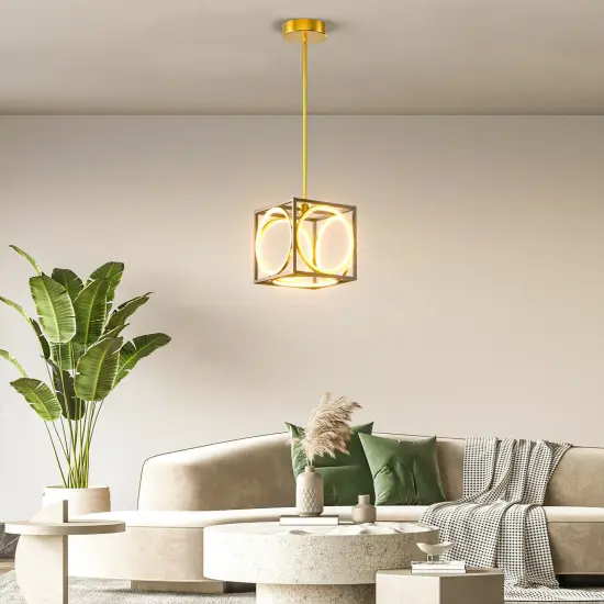 Modern LED Pendant Light with 42 Inches Adjustable Suspender Golden {2}