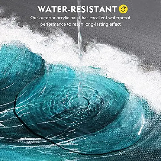 Outdoor Acrylic Paint, Set of 30 Colors/Tubes (60 ml, 2 oz.) with Storage Box, Rich Pigments, Multi-Surface Paints for Rock, Wood, Fabric, Leather, Paper, Crafts, Canvas and Wall Painting {6}