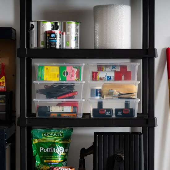 IRIS USA 12 Pack 6qt Plastic Storage Bin Tote Organizing Container with Latching Lid, Shoe Box, Clear {7}