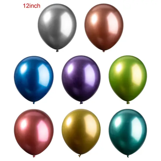 12 Inch Metallic Balloons Metal Chrome Shiny Latex Balloon Multicolor {2}