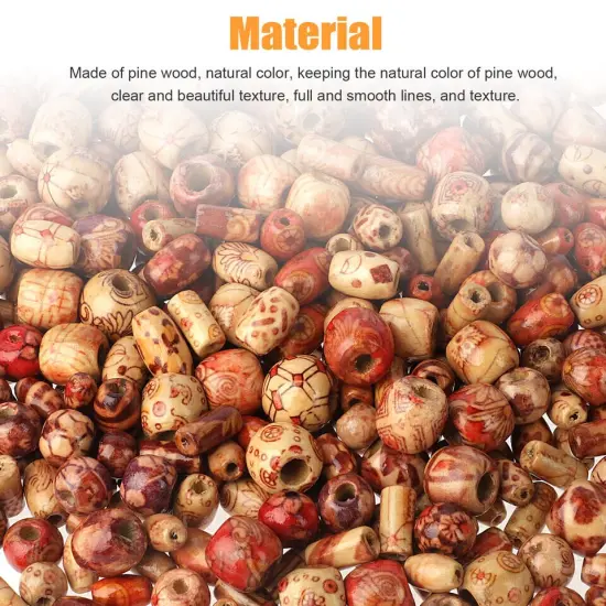 500PCS Wooden Beads Jewelry Making Craft DIY . {3}