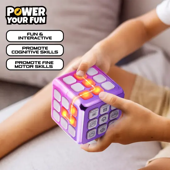Power Your Fun Cubik LED Flashing Cube Memory Game - Metallic Pink/Purple {4}