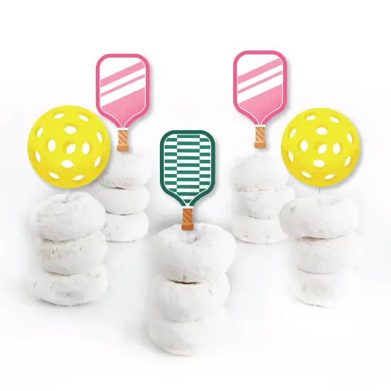 Big Dot of Happiness Pink Pickleball - Dessert Cupcake Toppers - Country Club Party Clear Treat Picks - Set of 24 {3}