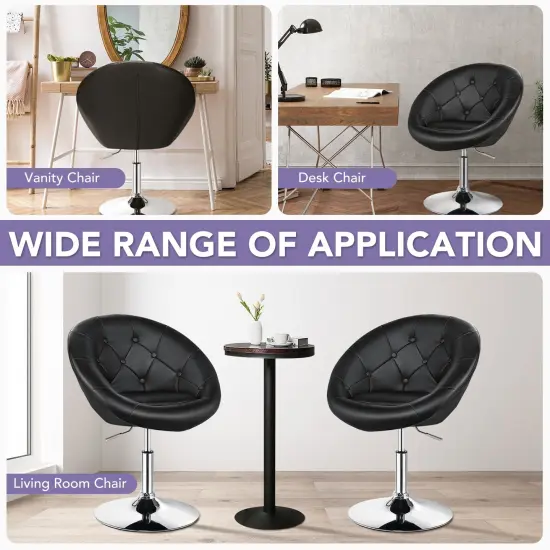 1 Piece Adjustable Modern Swivel Round Tufted Black {2}
