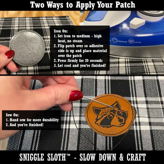 Work Cargo Van Automobile Vehicle Round Iron-On Engraved Faux Leather Patch Applique - 2.5" Brown {3}