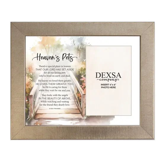 Heaven's Pets Bereavement Photo Frame Wood Plaque with Easel and Hook Wall Tabletop Art - 10 inches x 12 inches - Hold 4x6 Photo {1}