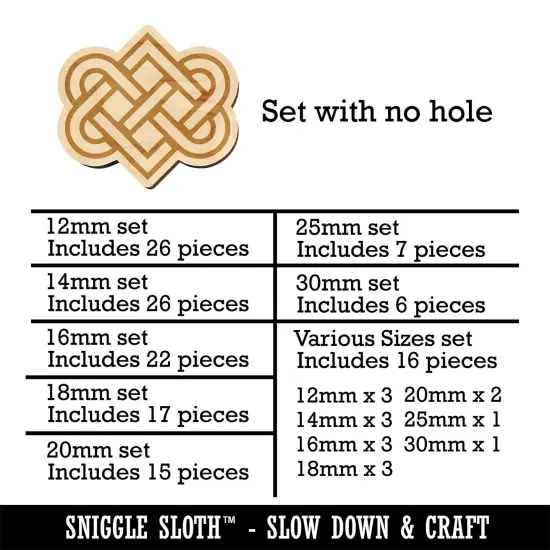 Celtic Love Knot Outline Mini Wood Shape Charms Jewelry DIY Craft {1}