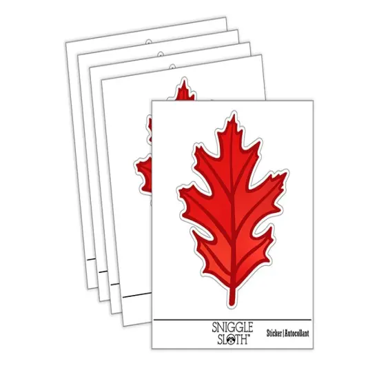 Red Oak Leaf Waterproof Vinyl Phone Tablet Laptop Water Bottle Sticker Set - 5 Pack {2}