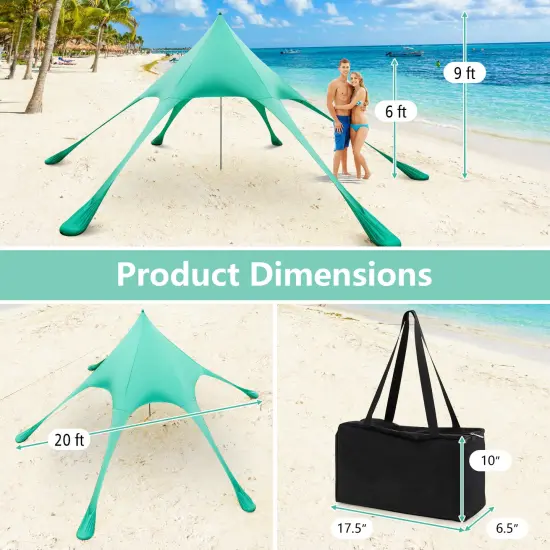 Beach Canopy Tent with UPF50+ Sun Protection and Shovel Green {4}