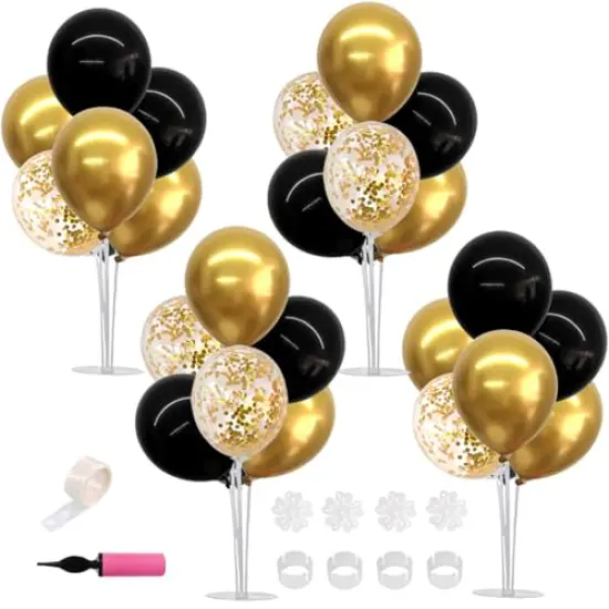 Black Gold Balloon Centerpieces for Table,Balloons Stand Kit for Black Gold Party Decorations Christmas Father's Day Engagement 50th Birthday Anniversary New Year Graduation Decorations {2}