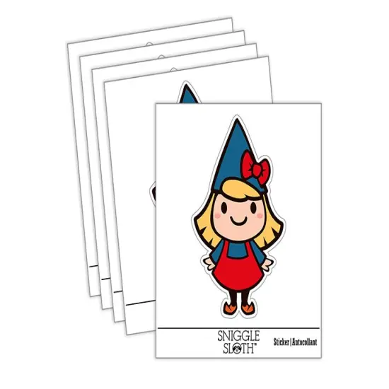 Cute Little Lady Gnome Waterproof Vinyl Phone Tablet Laptop Water Bottle Sticker Set - 5 Pack {2}