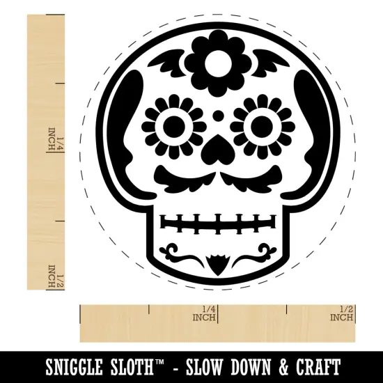 Mustache Floral Sugar Skull Dia De Los Muertos Self-Inking Rubber Stamp Ink Stamper for Stamping Crafting Planners Sky Blue {1}