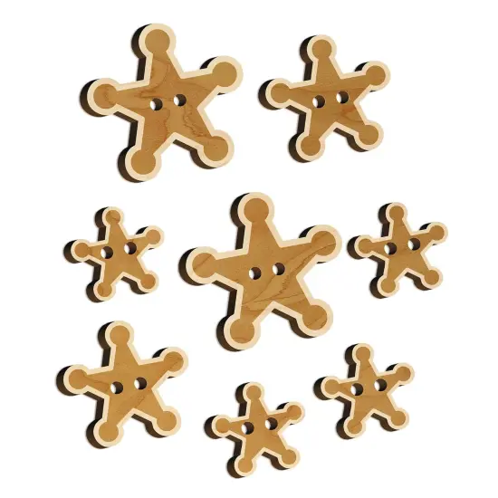 Cowboy Sheriff Badge Star Wood Buttons for Sewing Knitting Crochet DIY Craft {7}