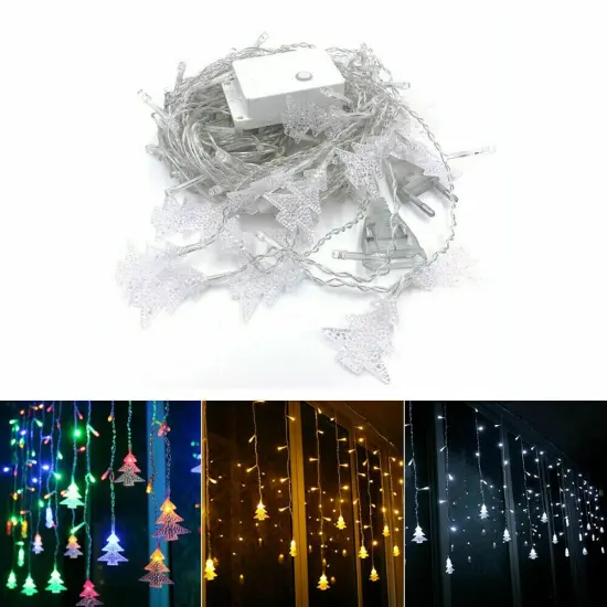 Christmas LED Curtain Window String Lights for Xmas Tree Decor White {2}