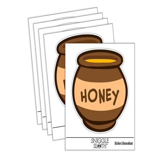 Honey Pot Doodle Bee Waterproof Vinyl Phone Tablet Laptop Water Bottle Sticker Set - 5 Pack {1}