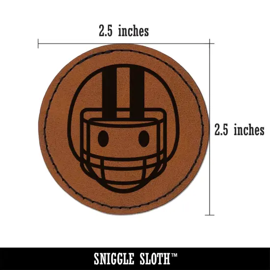 Occupation Athlete Football Helmet Icon Round Iron-On Engraved Faux Leather Patch Applique - 2.5" Brown {3}
