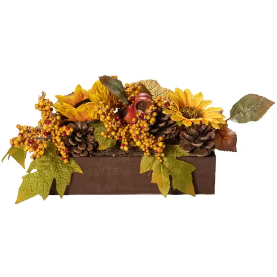 Northlight 10" Yellow and Brown Sunflowers and Leaves Fall Harvest Floral Arrangement {1}