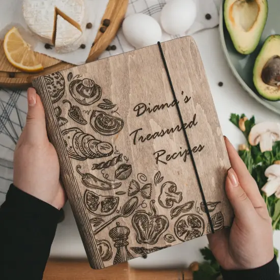 Family Cookbook, Personalized Gift for Her, Wooden Cook Book Recipe Planner by Enjoy The Wood {2}