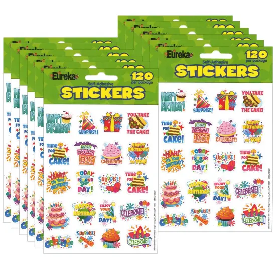 Birthday Theme Stickers, 120 Per Pack, 12 Packs {1}