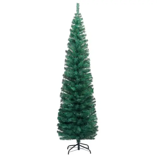 Slim Artificial Christmas Tree with LEDs and Ball {3}