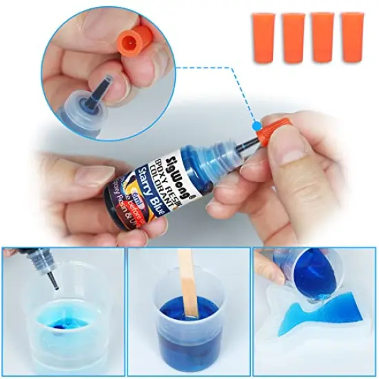 Epoxy Resin Pigment - 24 Colors Liquid Translucent Epoxy Resin Colorant, Highly Concentrated Dye for DIY Jewelry Making, Paint, Craft - 6ml Each, with 6 Colors Resin Glitter {5}