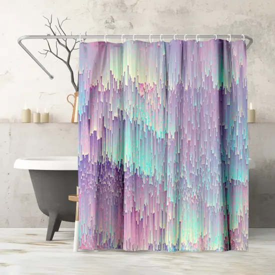 Americanflat 71" x 74" Shower Curtain, Iridescent Glitches by Emanuela Carratoni {1}