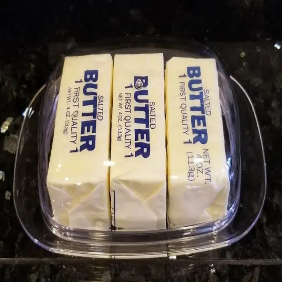 Large Clear Acrylic Covered Double Wide Butter Serving Storage. {3}