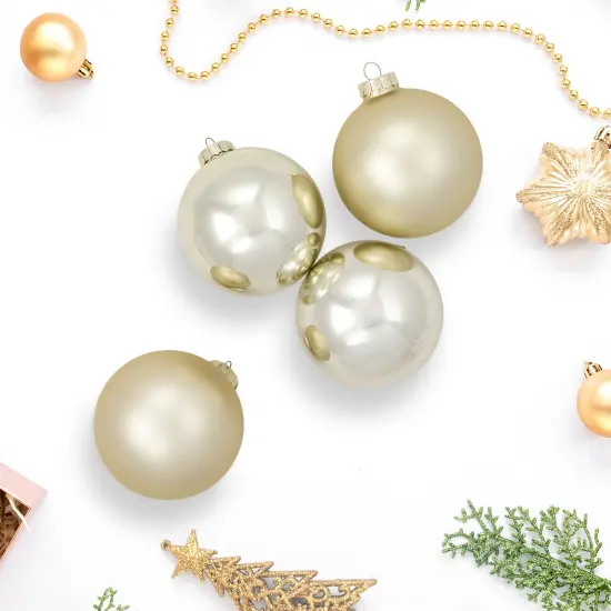 Northlight 2-Finish Glass Christmas Ball Ornaments - 4" (100mm) - Champagne Gold - 4ct {3}