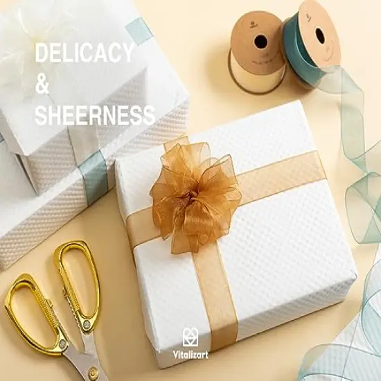 1" x 90 Yards Organza Ribbon Mixed Color Sheer Ribbons Set 10 Yd x 9 Rolls Handmade Eco-Friendly for Gift Wrapping Christmas Tree Crafts Bows Wedding Invitations Wreaths Wrap {5}