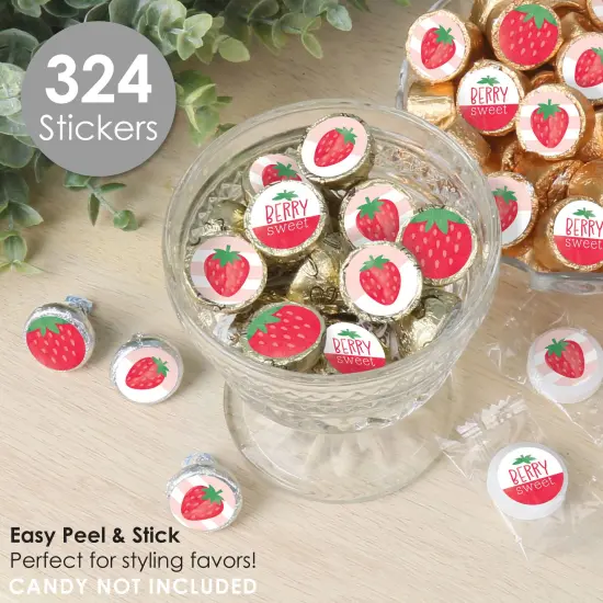 Big Dot of Happiness Berry Sweet Strawberry - Fruit Themed Birthday Party or Baby Shower Small Round Candy Stickers - Party Favor Labels - 324 Count {3}