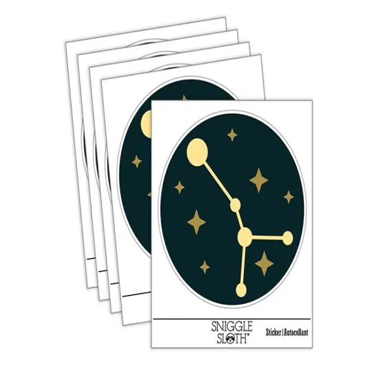 Cancer Zodiac Star Constellations Waterproof Vinyl Phone Tablet Laptop Water Bottle Sticker Set - 5 Pack {2}