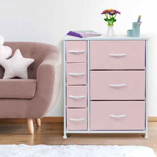Sorbus Dresser with Drawers - Furniture Storage Tower Unit for Bedroom, Hallway, Closet, Office Organization - Steel Frame, Wood Top, Easy Pull Fabric Bins Pink {2}