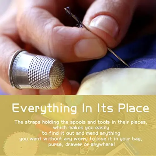 Sewing Kit with Case, Sewing Supplies for Home Travel and Emergency, Kids Machine, Contains Spools of Thread, Mending and Sewing Needles, Scissors, Thimble, Tape Measure {5}