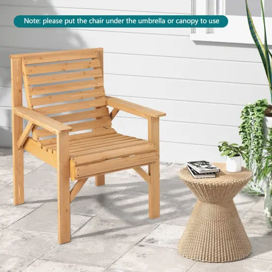 Outdoor Solid Fir Wood Chair with Inclined Backrest {2}