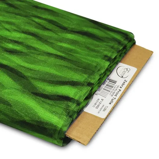 Premium Zebra Print Tulle Fabric Bolt of 54" X 25 Yards Lime {1}