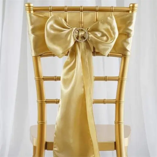 10Pcs Satin Chair Sashes for Wedding Reception Decor Champagne {2}