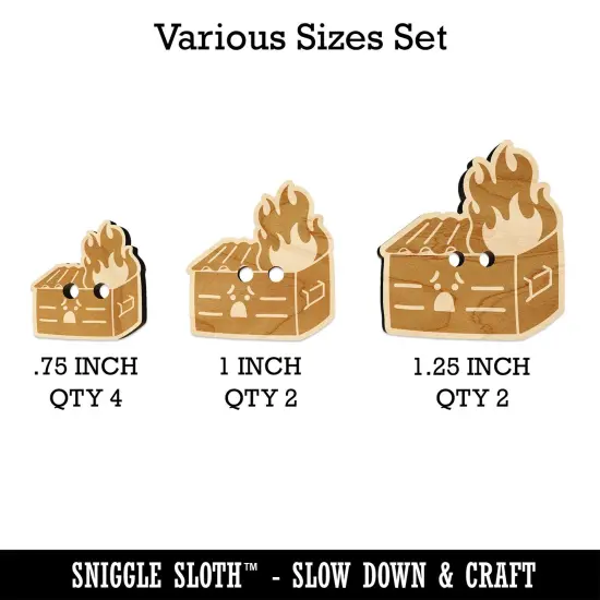 Sad Dumpster Fire Wood Buttons for Sewing Knitting Crochet DIY Craft {1}