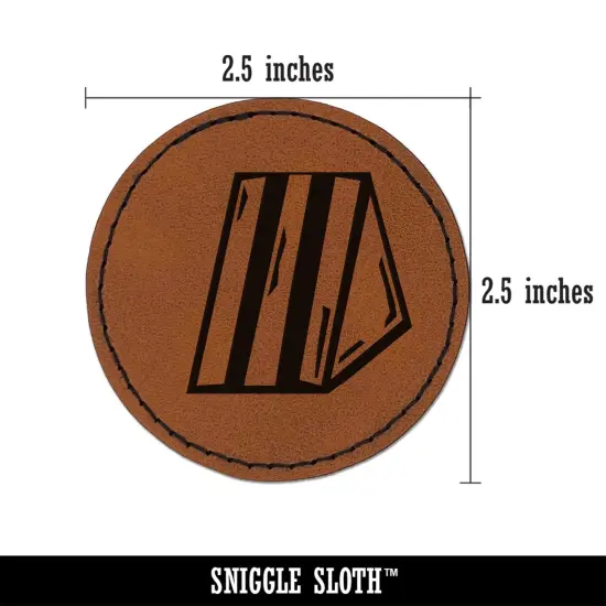 Sandwich Doodle Round Iron-On Engraved Faux Leather Patch Applique - 2.5" Brown {3}