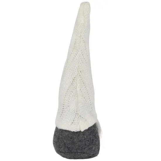Northlight Gnome with Cable Knit Hat Christmas Decoration - 8" - Gray and White {6}