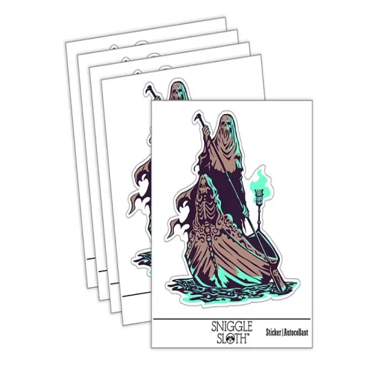 Charon Ferryman Acheron River Styx Death Skull Waterproof Vinyl Phone Tablet Laptop Water Bottle Sticker Set - 5 Pack {2}