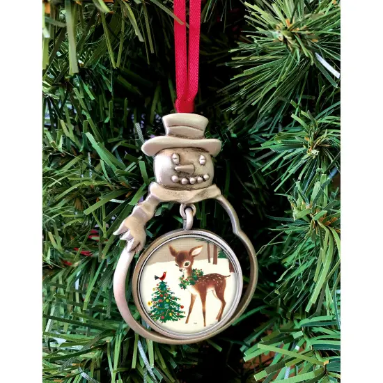 JFK Half Dollar Snowman Ornament With Colorized Reindeer Coin {2}