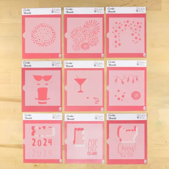 New Years Eve Cookie Stencil Set 9 pc Set {1}