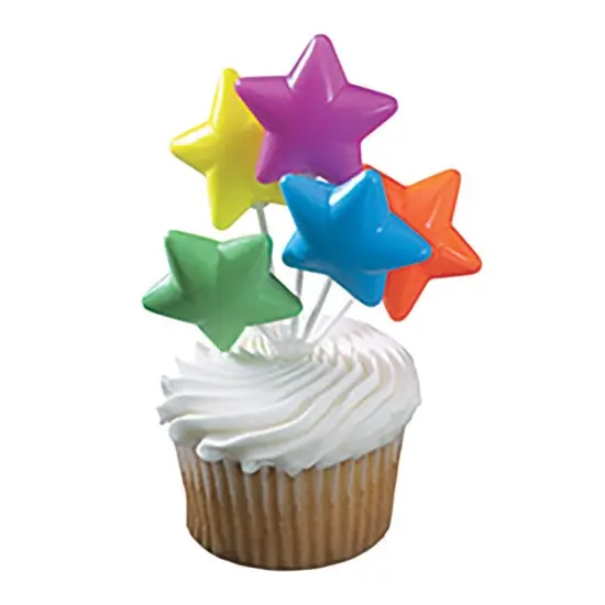 Bright Star Shaped Balloon Cluster DecoPics Cupcake Decoration, 12ct {2}