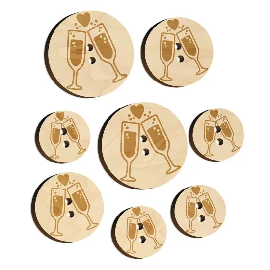 Cheers Toast Champagne Heart Love Wedding Anniversary Wood Buttons for Sewing Knitting Crochet DIY Craft {7}