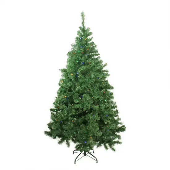 Northlight Pre-Lit Medium Mixed Classic Pine Artificial Christmas Tree - 6' - Multi Color LED Lights Green {1}