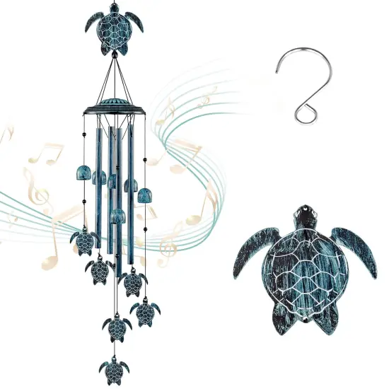 1 Pack Wind Chimes Sea Turtle Wind Chime for Outside with 4 Aluminum Tubes, Windchimes Outdoors Clearance Home Garden Patio Decor Memorial Wind Chimes for Mom Grandma Unique Birthday Festival Gifts {2}